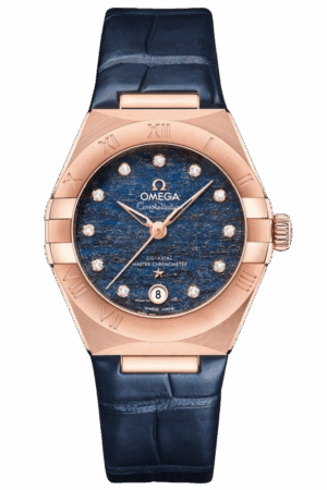 Omega Constellation Ref. 131.53.29.20.99.001 Super Clone Watch – Mother of Pearl Dial Rose Gold Case Leather Strap Fake Replica