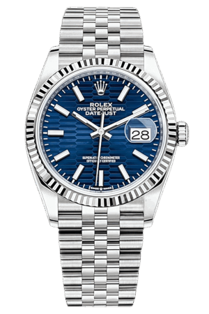 Rolex Datejust 36mmSuper Clone Swiss ReplicaWatch  Blue Fluted Dial Ref 126234 3235 Swiss Movement