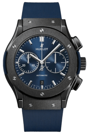 Hublot Classic Fusion Ref. 521.CM.7170.RX Super Clone Watch – Titanium Ceramic Blue Dial Rubber Strap Fake Replica