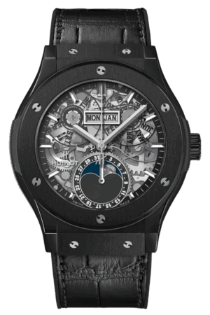 Hublot Classic Fusion Ref. 547.CX.0170.LR Super Clone Watch – Black Ceramic Black Dial Leather Strap Fake Replica