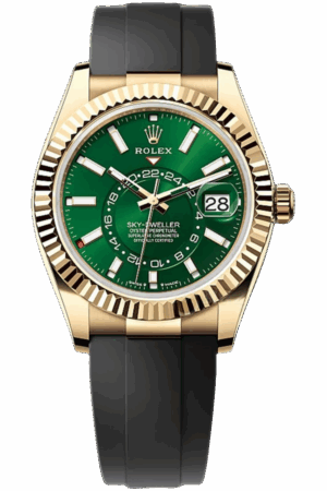 Rolex Sky-Dweller Gold Dial Super Clone Swiss Replica Watch Oysterflex Strap Ref 336238-0004 Swiss 9002 Movement