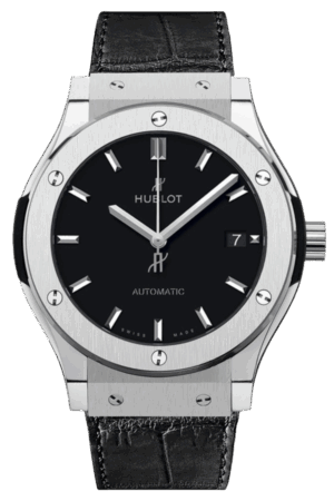 Hublot Classic Fusion Ref. 565.NX.1171.LR Super Clone Watch – Titanium Black Dial Leather Strap Fake Replica