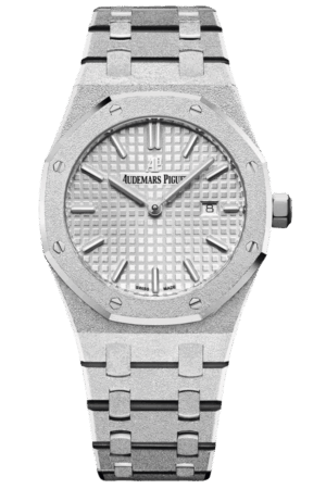 Audemars Piguet Royal Oak Ref. 67653BC.GG.1263BC.01 Super Clone Watch – 33mm Frosted White Gold Diamond Bezel Replica