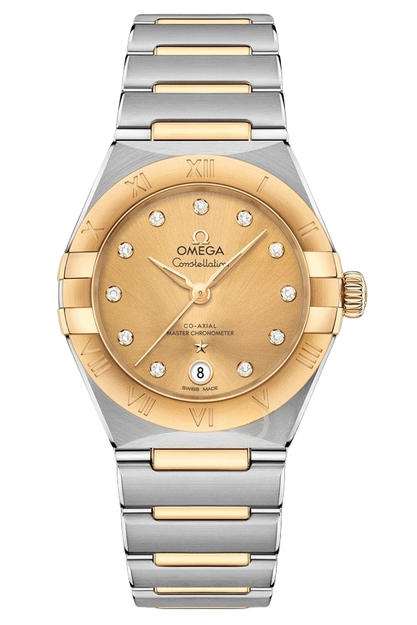 Omega Constellation Ref. 131.20.29.20.58.001 Super Clone Watch – Champagne Dial Two-Tone Steel Bracelet Fake Replica