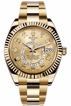 Rolex Sky-Dweller Champagne Dial Super Clone Swiss Replica Watch Oyster Bracelet Ref 326938-72418 Swiss 9001 Movement