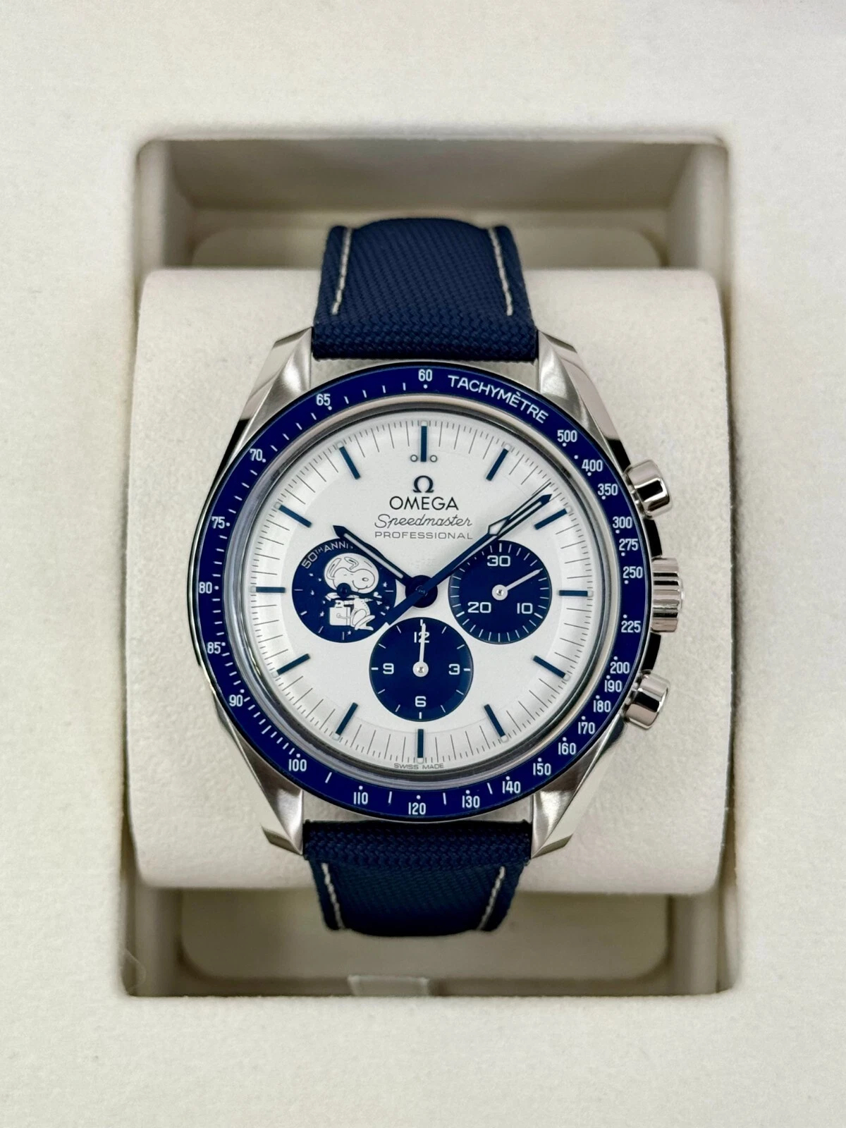 Omega Speedmaster Ref. 310.32.42.50.02.001 Super Clone Watch – White Dial Stainless Steel Bracelet Fake Replica (Snoopy Award 50th Anniversary) - 图片 3