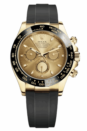 Rolex Cosmograph Daytona Super Clone Swiss Replica Watch 18k Yellow Gold Oysterflex Strap Champagne Dial Ref 116518LN-0034