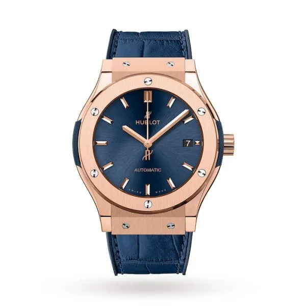 Hublot Classic Fusion Ref. 511.OX.7180.LR Super Clone Watch – King Gold Blue Dial Leather Strap Fake Replica - 图片 2