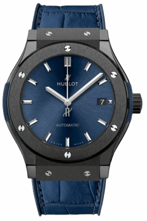 Hublot Classic Fusion Ref. 511.CM.7170.LR Super Clone Watch – Titanium Ceramic Black Dial Leather Strap Fake Replica