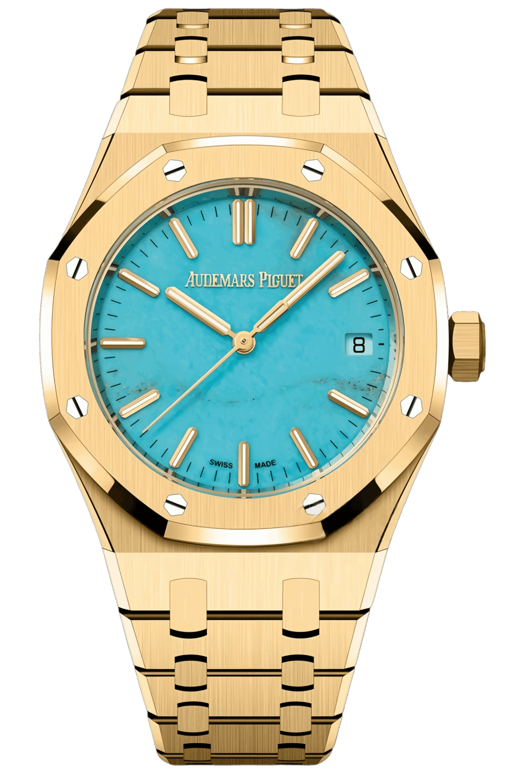 Audemars Piguet Royal Oak Ref. 15550BA.OO.1356BA.01 Super Clone Watch – 37mm Yellow Gold Case Diamond Bezel Silver Dial Swiss Replica