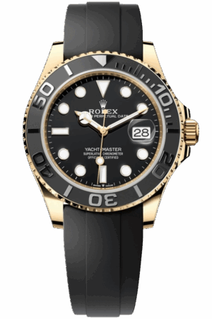 Rolex Yacht Master 18k Yellow Gold Super CloneSwiss Replica Watch OysterFlex Rubber Strap Ref 226658-3235 Swiss Movement