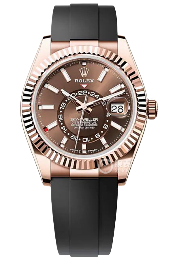 Rolex Sky-Dweller Chocolate Dial Super Clone Swiss Replica Watch Oysterflex Strap Ref M336235-0002 Swiss 9002 Movement