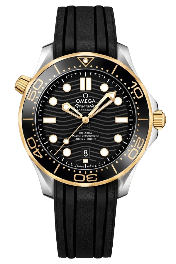 Omega Seamaster Ref. 210.22.42.20.01.001 Super Clone Watch – Blue Dial Two-Tone Steel and Rubber Strap Fake Replica