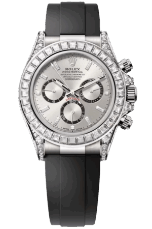Rolex Daytona 40mm Super Clone Swiss Watch White Gold Diamond Bezel Oysterflex Strap Diamond Paved Dial Ref M126539TBR-0002 4131 Swiss Movement