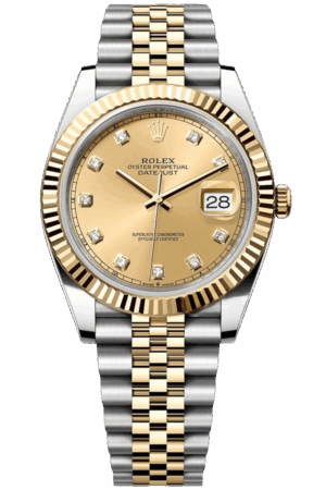 Rolex Datejust 41mm Super Clone Swiss Watch Two Tone Jubilee Bracelet Champagne Dial Ref M126333-0012-3235 Swiss Movement