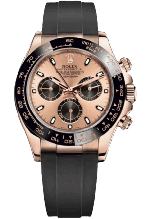 Rolex Daytona 18k Rose Gold Super Clone SwissReplica Watch OysterFlex Rubber Strap Ref 116515LN 4130 Swiss Movement