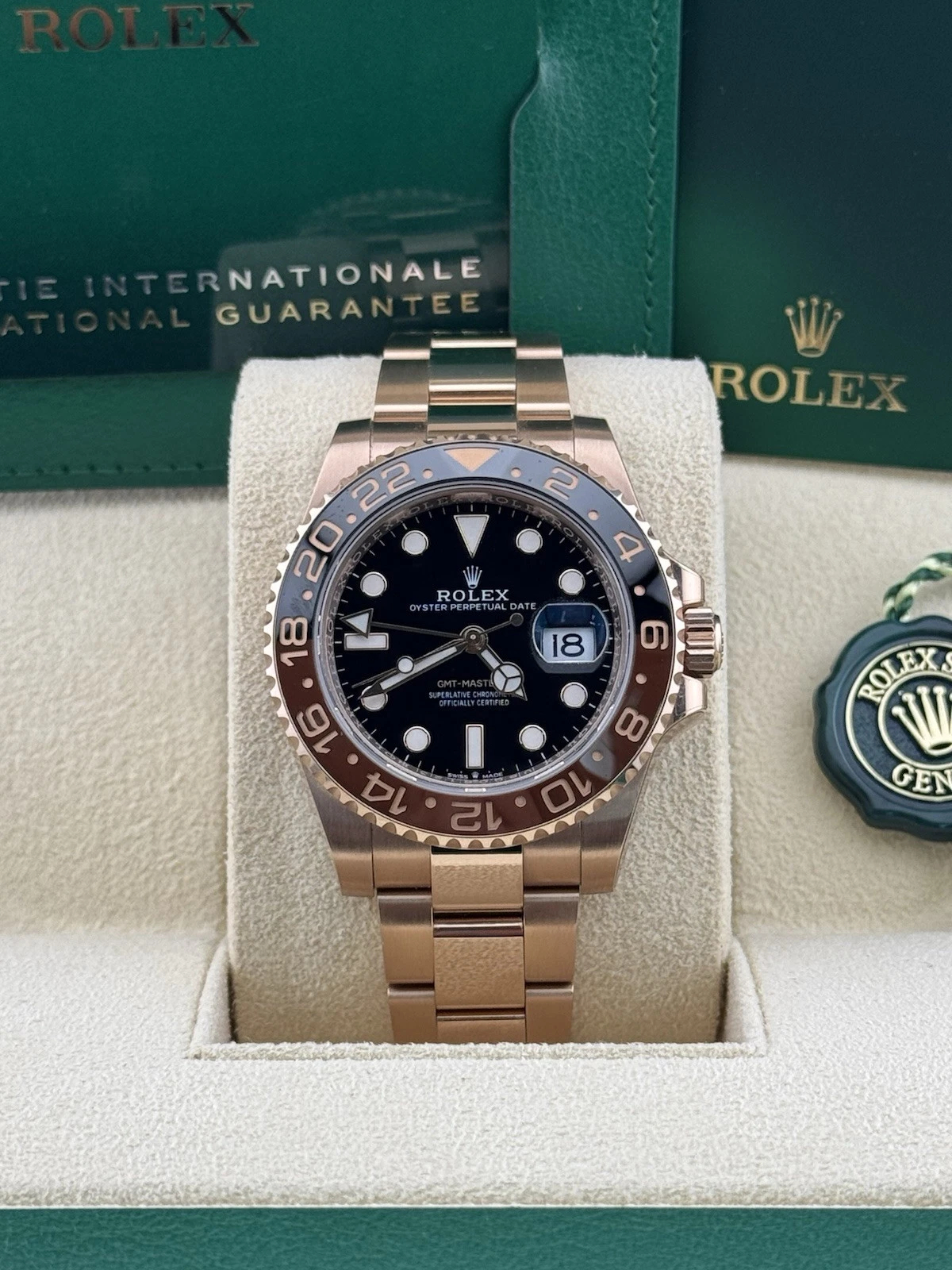 Rolex GMT Masterll Root Beer Super Clone Swiss Replica Watch 18k Rose Gold Ref 126715CHNR-3285 Swiss Movement - Image 3