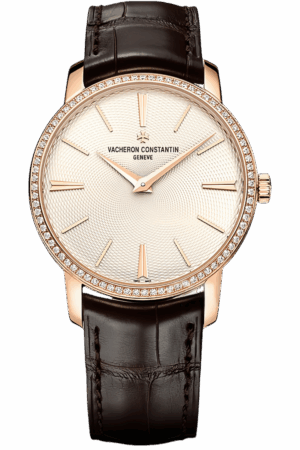 Vacheron Constantin Traditionnelle Ref. 82573/000R-9815 Super Clone Watch – Rose Gold Diamond Bezel Silver Dial Replica
