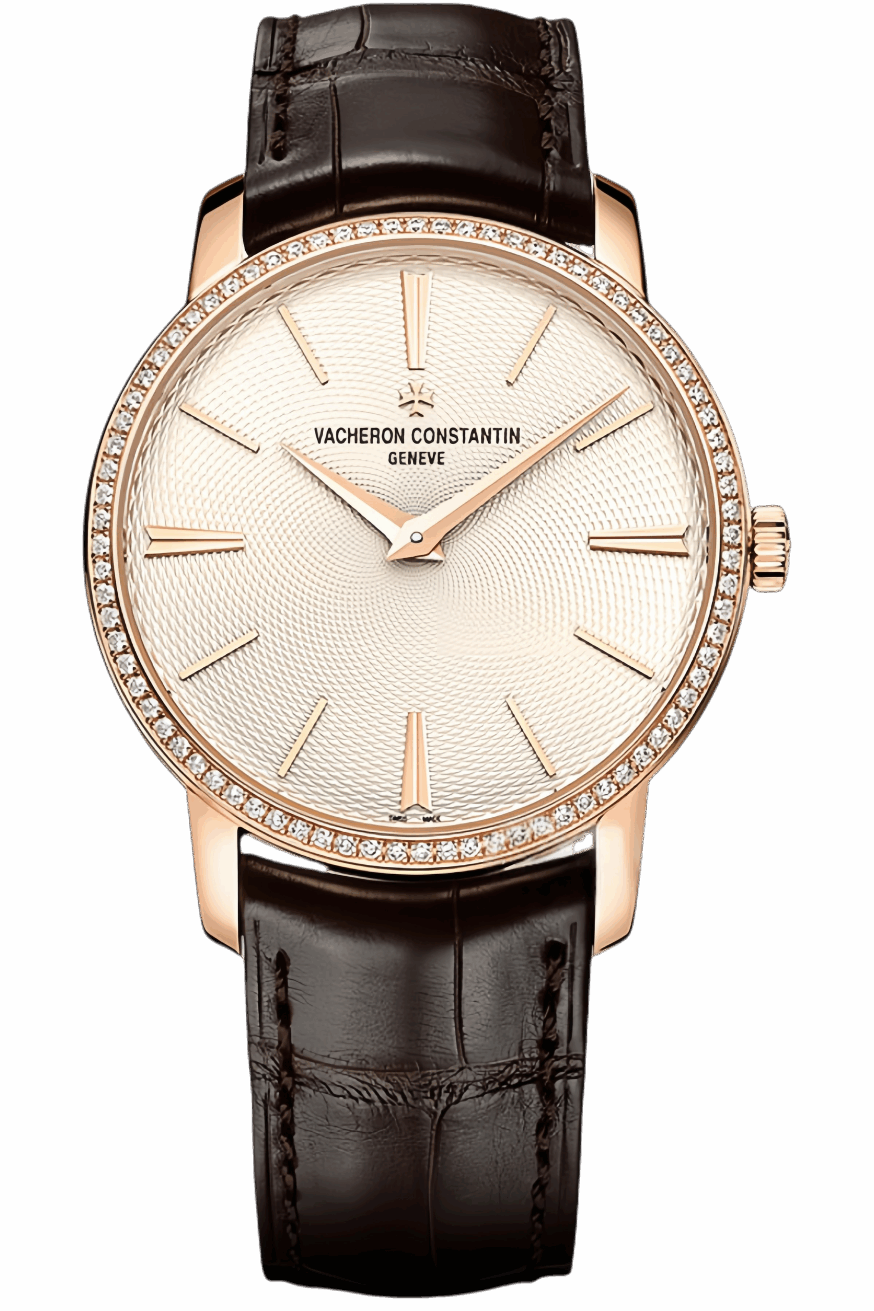 Vacheron Constantin Traditionnelle Ref. 82573/000R-9815 Super Clone Watch – Rose Gold Diamond Bezel Silver Dial Replica