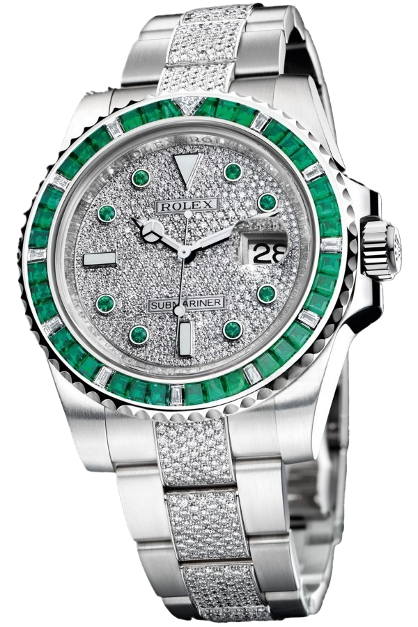 Rolex Submariner Gem-Set Bezel Super Clone Swiss Replica Watch Ref 116649-EMBR Rainbow Sapphire & Emerald Oyster Bracelet