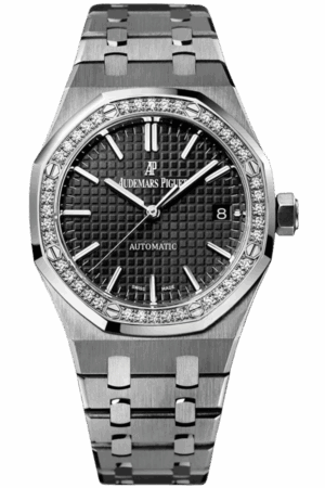 Audemars Piguet Royal Oak 15451ST.ZZ.1256ST.01 Super Clone Watch – Black Dial Ladies Diamond Replica
