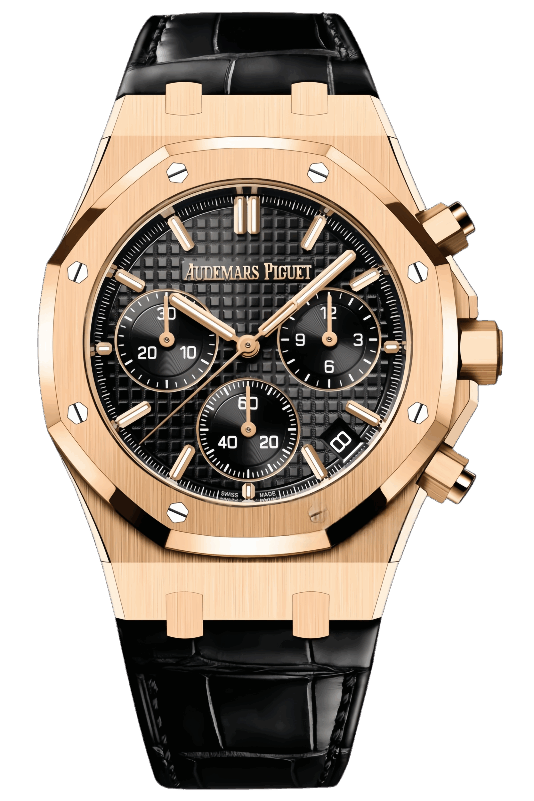 Audemars Piguet Royal Oak Chronograph Ref. 26240OR.OO.D002CR.02 Super Clone Watch – Rose Gold Black Dial Swiss Replica