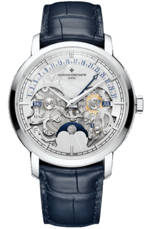 Vacheron Constantin Patrimony Moon Phase Retrograde Date Ref. 4030T/000P-H054 Super Clone Watch – Platinum Case Silver Dial Leather Strap Replica
