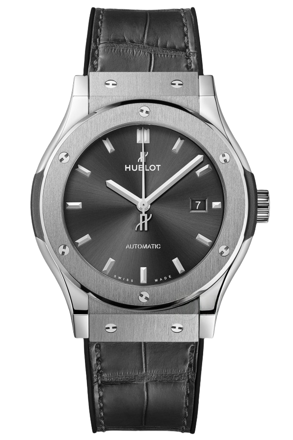 Hublot Classic Fusion Ref. 542.NX.7071.LR Super Clone Watch – Titanium Blue Dial Leather Strap Fake Replica