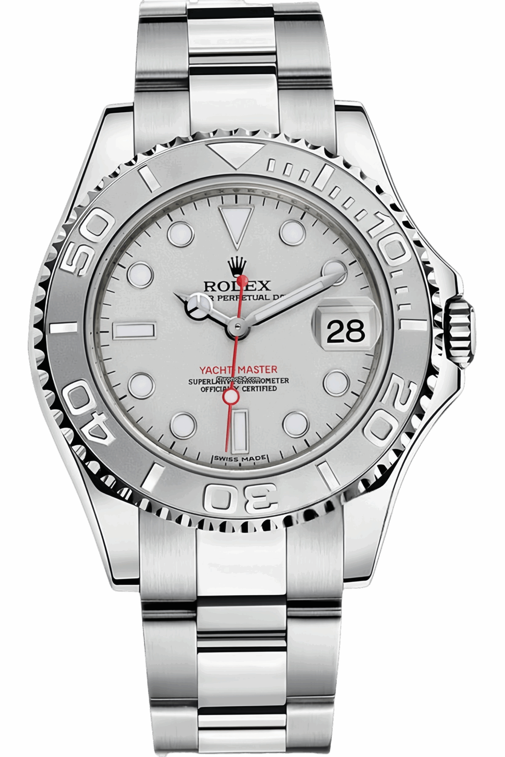 Rolex Yacht-Master 40 Silver Dial Super Clone Swiss Replica Watch Ref 16622 Platinum Bezel Stainless Steel Large Size