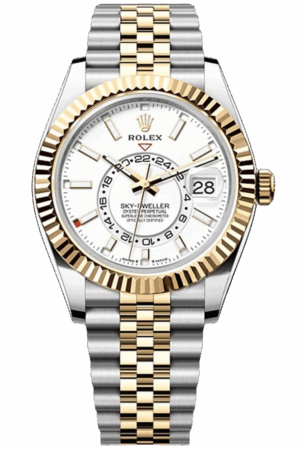 Rolex Sky-Dweller White Dial Super Clone Swiss Replica Watch Jubilee Bracelet Ref M336933-0006 Swiss 9002 Movement
