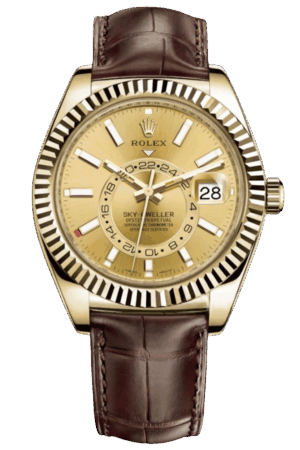 Rolex Sky-Dweller White Dial Super Clone Swiss Replica Watch Brown Leather Strap Ref M326138-0006 Swiss 9001 Movement