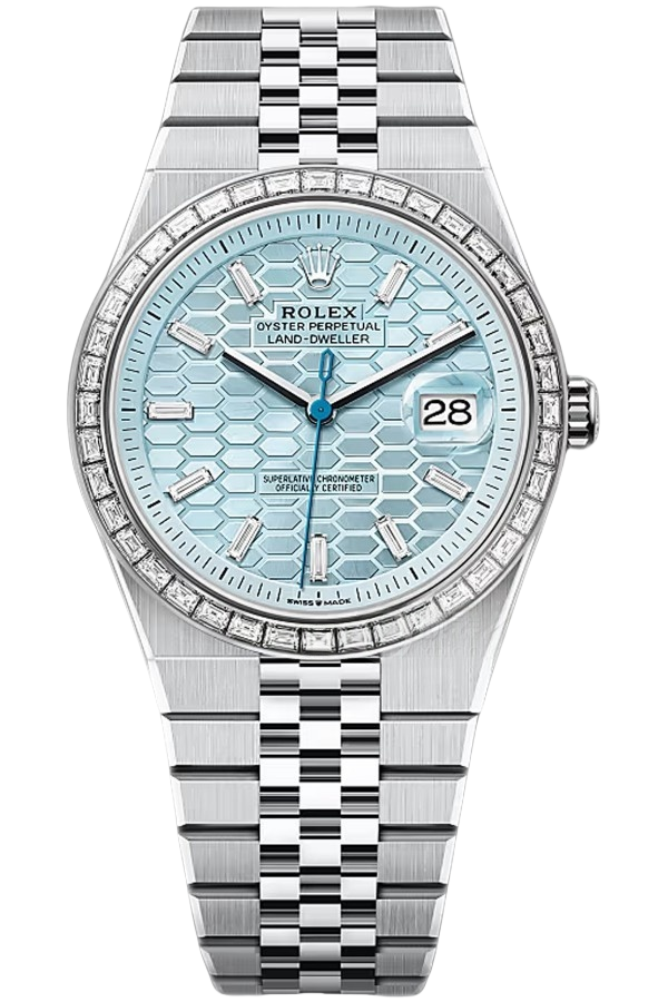 Rolex Land-Dweller 40mm Ref. 127386TBR-0001 Super Clone Watch – Blue Dial Diamond Bezel Replica