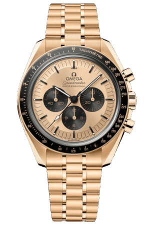 Omega Speedmaster Ref. 310.60.42.50.99.002 Super Clone Watch – Gold Dial Full Gold Bracelet Fake Replica
