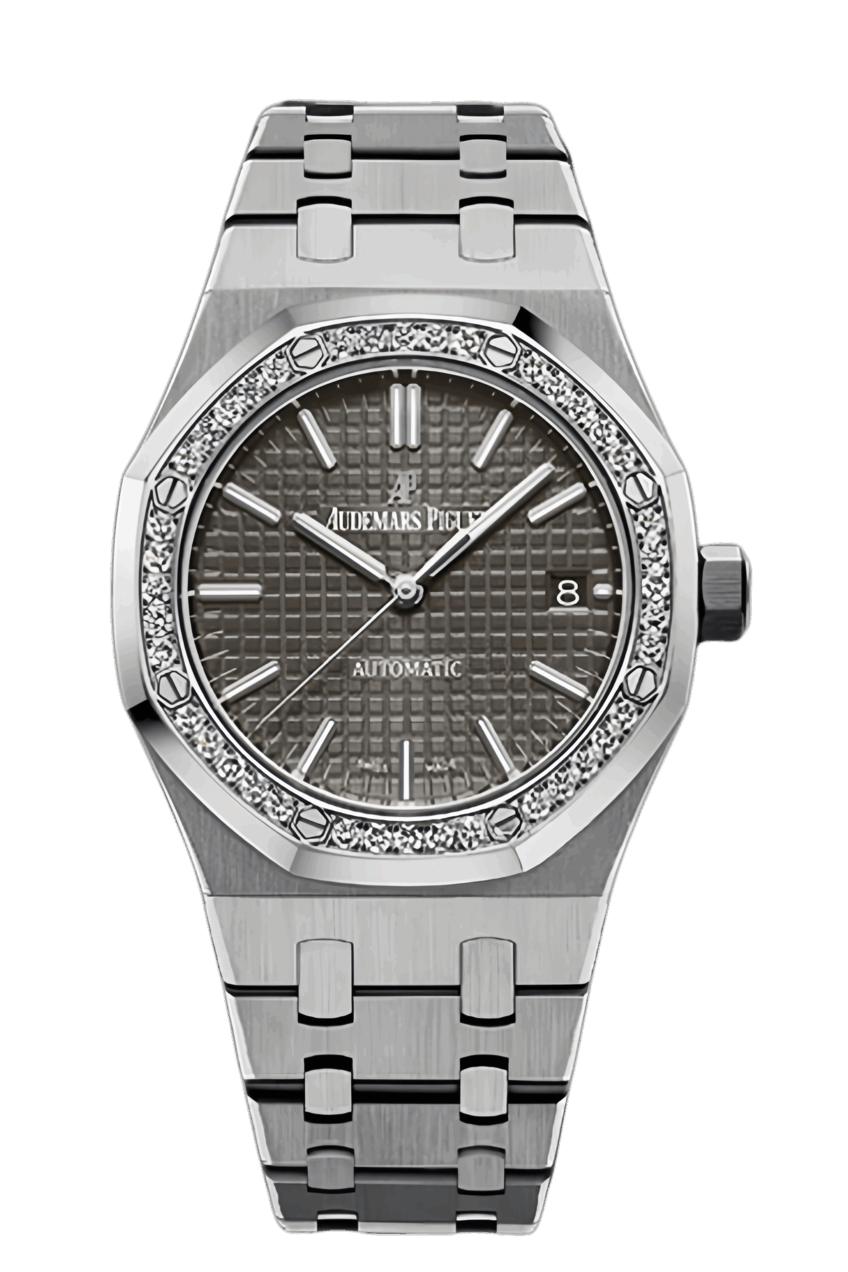 Audemars Piguet Royal Oak 15451ST.ZZ.1256ST.02 Super Clone Watch – Silver Dial Ladies Diamond Replica
