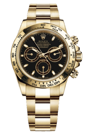 Rolex Daytona Black Dial Super Clone SwissReplica Watch 18kGold Bracelet Ref 116508-4130 Swiss Movement