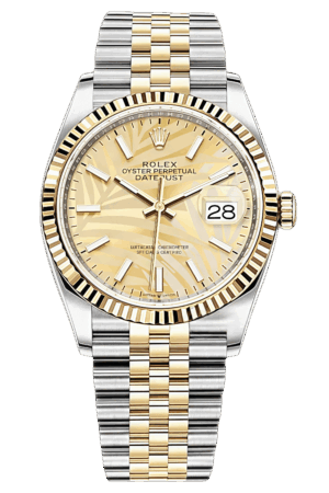 Rolex Datejust 36mm Super Clone Swiss ReplicaWatch Champagne Palm Dial Ref 126233 3235Swiss Movement