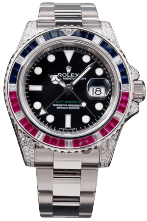 Rolex GMT-Master II Rainbow Bezel Super Clone Swiss Replica Watch Ref 116759SARU-78209 Mother of Pearl Dial