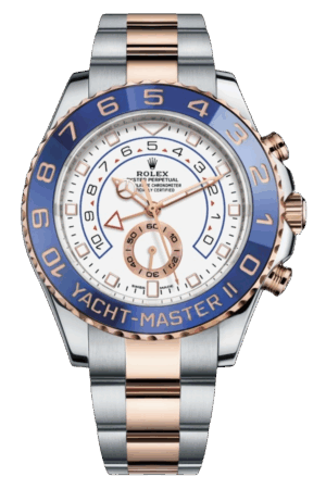 Rolex Yacht-Master II Everose Rolesor Two-Tone Super Clone Swiss Replica Watch Ref M116681-0002 Blue Bezel 44mm