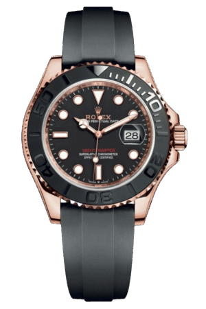 Rolex Yacht Master 18k Rose Gold Super Clone Swiss Replica Watch OysterFlex Rubber Strap Ref 126655 3235 Swiss Movement
