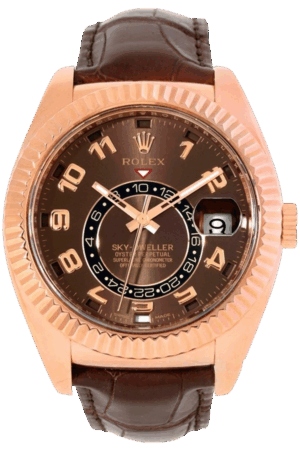 Rolex Sky-Dweller Chocolate Dial Super Clone Swiss Replica Watch Brown Leather Strap Ref 326135-L(FC) Swiss 9001 Movement
