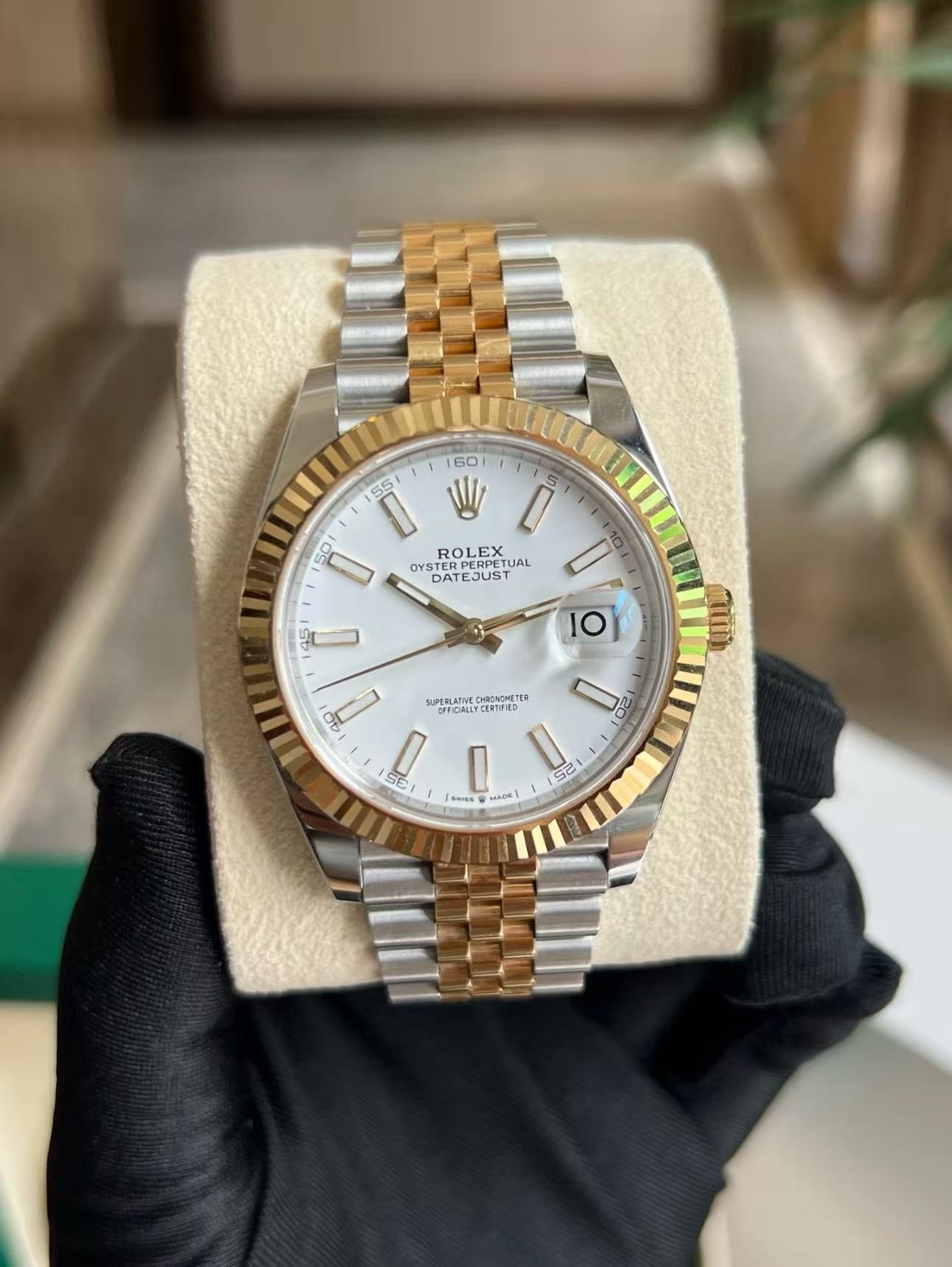 Rolex Datejust 41mm Super Clone Swiss ReplicaWatchTwo Tone Jubilee Bracelet White Dial Ref 126333 3235 Swiss Movement - Image 3