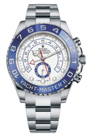 Rolex Yacht-Master II White Dial Blue Bezel Super Clone Swiss Replica Watch Ref M116680-0002 44mm Stainless Steel