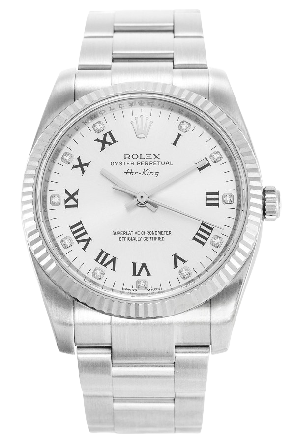 Rolex Air-King Silver Dial Roman Numerals Super Clone Swiss Replica Watch Ref 114234 Oystersteel Bracelet