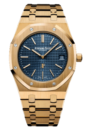 Audemars Piguet Royal Oak “Jumbo” Extra-Thin Ref. 15202BA.OO.1240BA.01 Super Clone Watch – 39mm Yellow Gold Case Blue Dial Swiss Replica