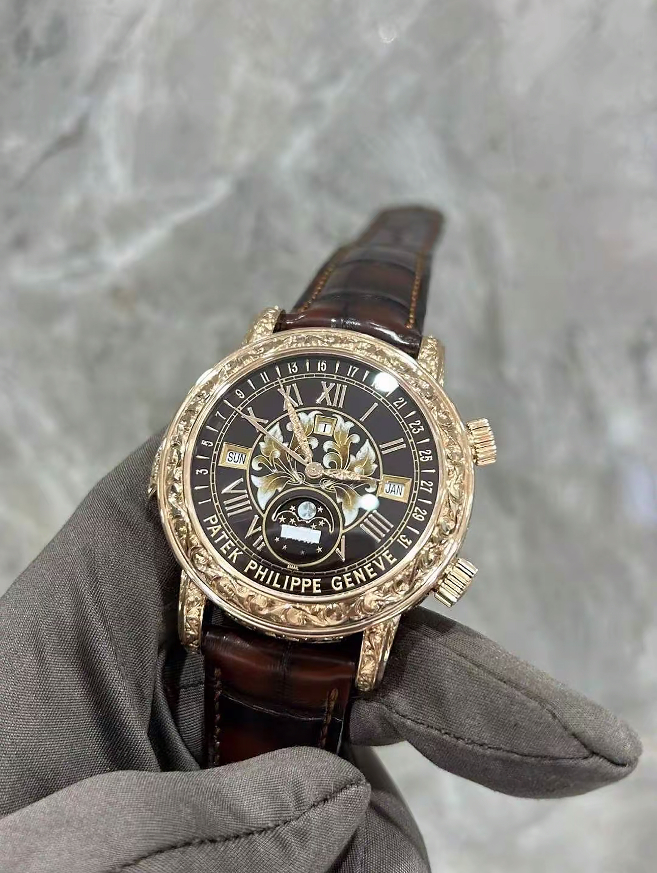 Patek Philippe Ref. 6002R-001 Super Clone Watch – Sky Moon Tourbillon Rose Gold Fake Replica - 图片 5