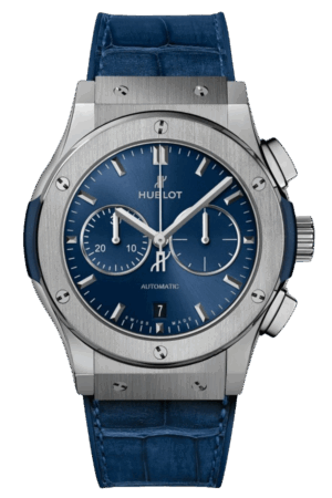 Hublot Classic Fusion Ref. 541.NX.7170.LR Super Clone Watch – Titanium Blue Dial Leather Strap Fake Replica