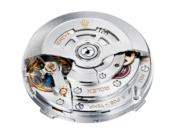 Macro photograph of Super Clone movement skeleton structure with visible gear assembly.