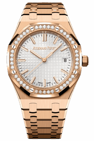 Audemars Piguet Royal Oak Ref. 77451OR.ZZ.1361OR.03 Super Clone Watch – Rose Gold Case Diamond Bezel & Pink Dial Swiss Replica