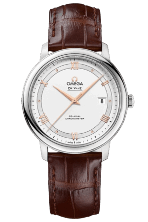 Omega De Ville Ref. 424.13.40.20.02.002 Super Clone Watch – Silver Dial Leather Strap Fake Replica