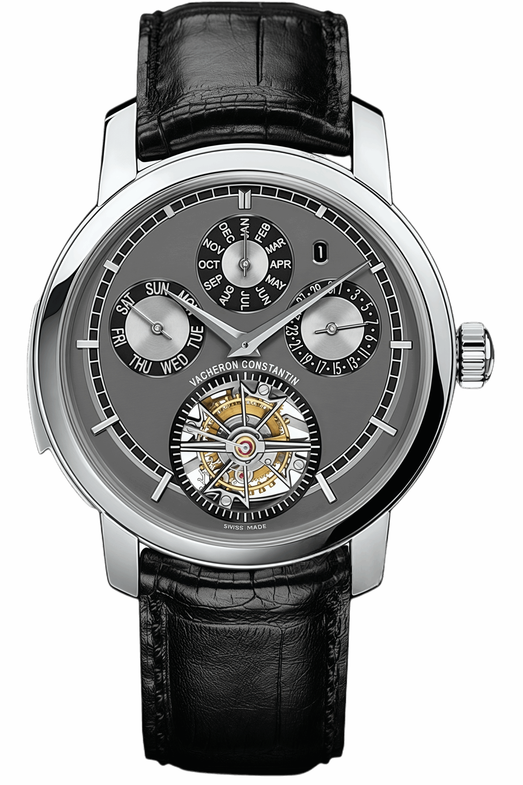 Vacheron Constantin Patrimony Ref. 80172/000P-9505 Super Clone Watch – Platinum Case White Dial Leather Strap Replica